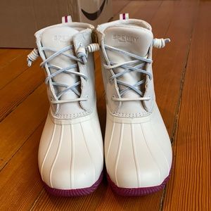 Sperry boots purple and cream
